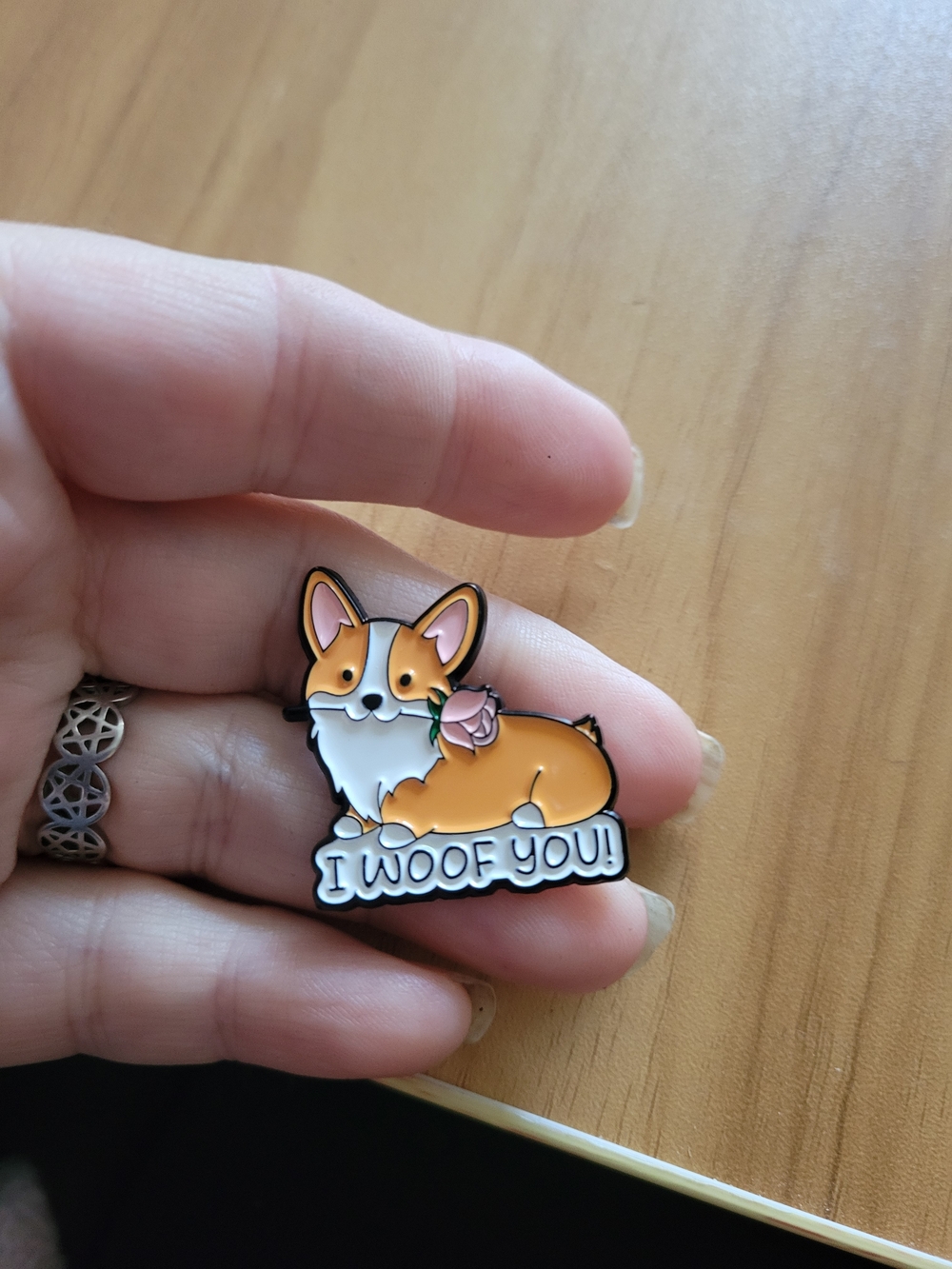 👻BUY 1 GET 1 FREE👻Corgi Enamel Brooch Pin – Orange with Pink Flower